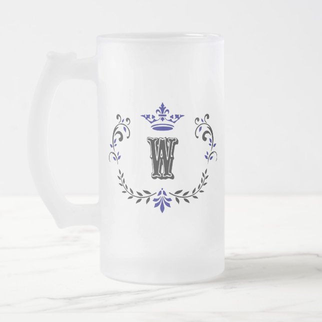 Crown Wreath Monogram 'W' Mattglas Bierglas (Links)