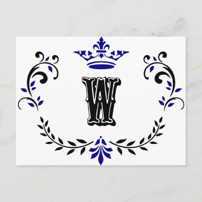 Crown Wreath Monogram 'W' Postkarte (Vorderseite)