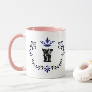 Crown Wreath Monogram 'W' Tasse