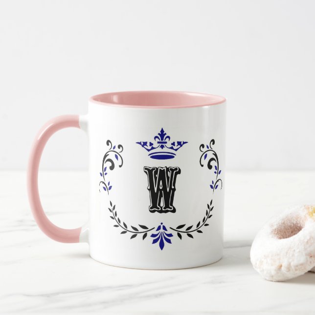 Crown Wreath Monogram 'W' Tasse (Mit Donut)