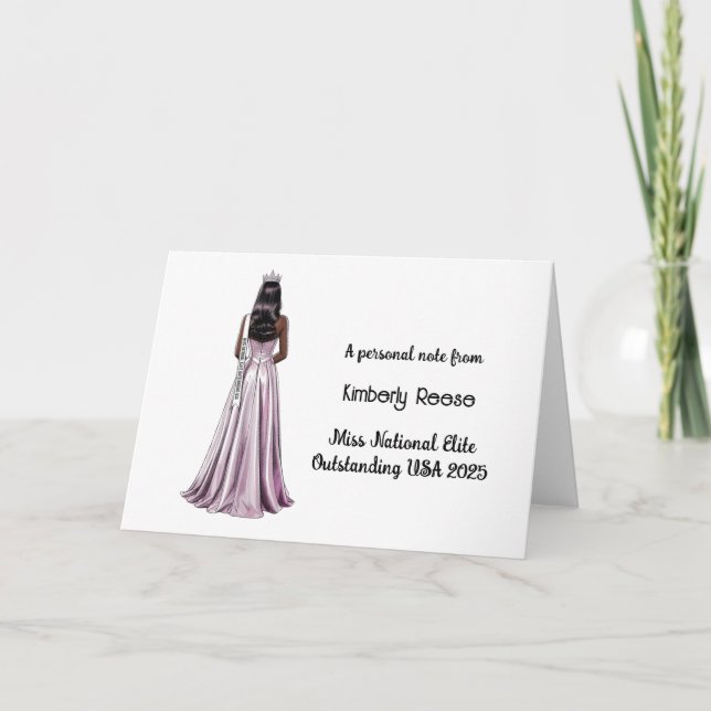 Crowned Beauty Queen Custom Stationery Mitteilungs Dankeskarte (Vorderseite)