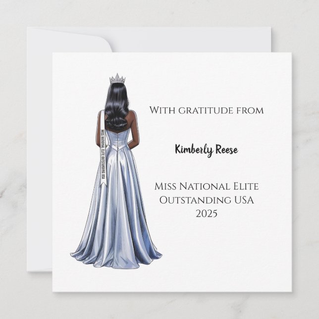 Crowned Beauty Queen Flat Thank You Card Dankeskarte (Vorderseite)
