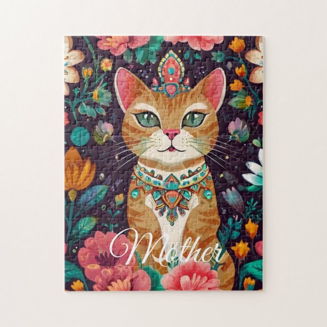 Crowned Bejewelled Cat Puzzle (Vertikal)