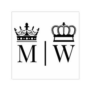 Crowned Bride Groom Wedding 2 Initial Monogram VS Permastempel