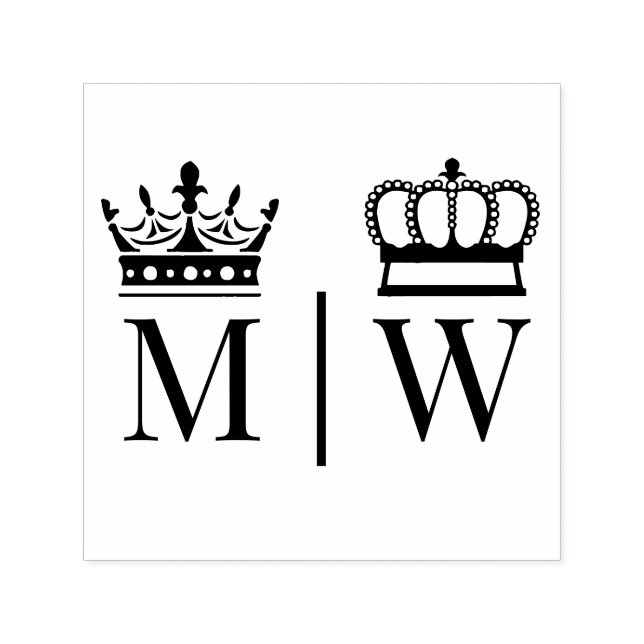 Crowned Bride Groom Wedding 2 Initial Monogram VS Permastempel (Design)