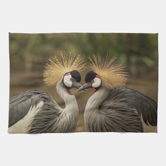Crowned Crane Kitchen Handtücher (Horizontal)