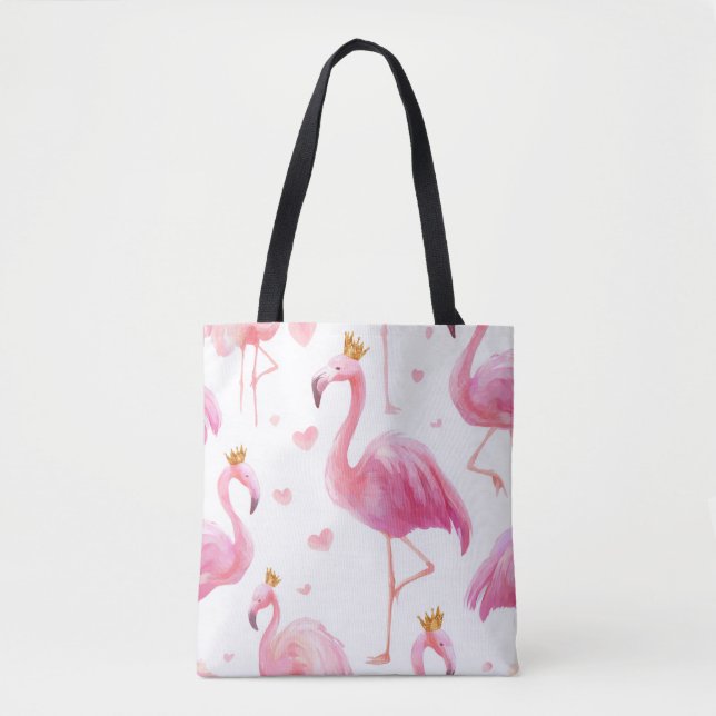 Crowned Flamingo – Luxe Island Vibes Tote (Vorderseite)