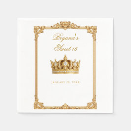 Crowned in Gold Royal Chair Birthday Party Serviette