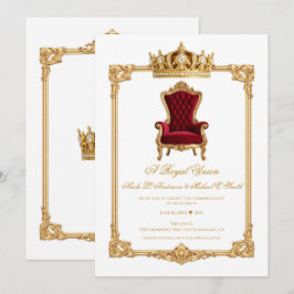 Crowned in Gold Royal Chair & Crown Wedding Einladung