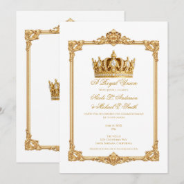 Crowned in Gold Royal Crown Elegant Wedding Einladung