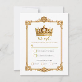 Crowned in Gold Royal Crown Elegant Wedding RSVP Einladung