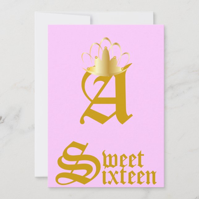 Crowned Monogram 16 . Geburtstag-Customize Einladung (Vorderseite)