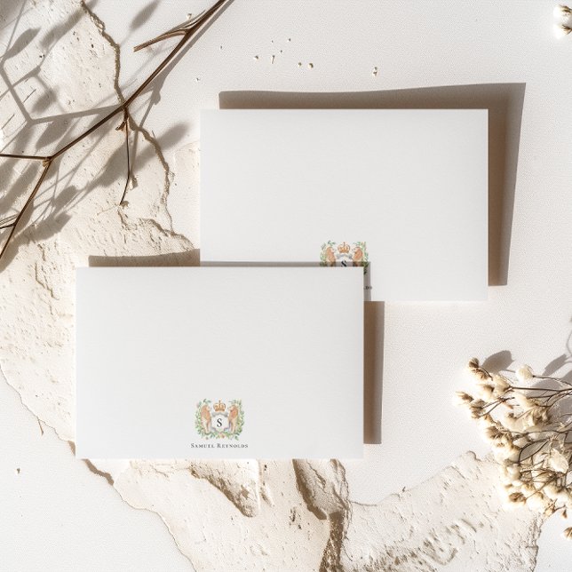 Crowned Monogram | Personalisierter Gentleman Mitteilungskarte (Von Creator hochgeladen)