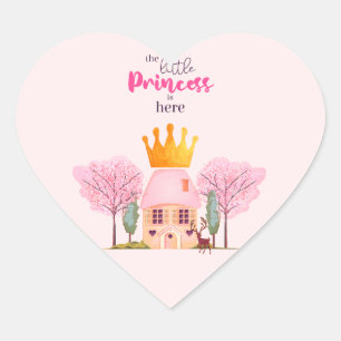 Crowned Pink Fairy Castle for Baby Girls Herz-Aufkleber