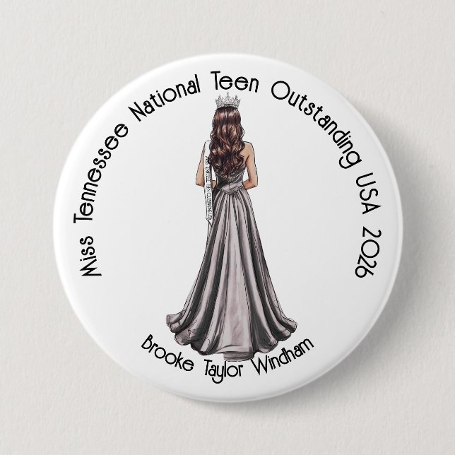 Crowned Queen Custom Pageant Button (Vorderseite)