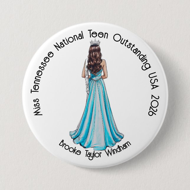 Crowned Queen Custom Pageant Button (Vorderseite)