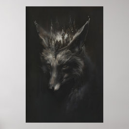 Crowned Silver Fox Art Printable, Wild Animal Wall Poster