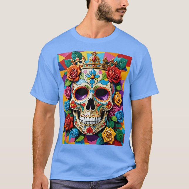 Crowned Sugar Skull Art T - Shirt (Vorderseite)