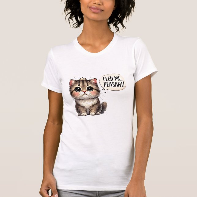 Crowned Tabby Cat Art, Funny Cat Lover Geschenk T-Shirt (Vorderseite)