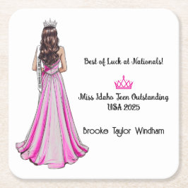 Crowning Queens Pageant Send-off Party Coaster Rechteckiger Pappuntersetzer