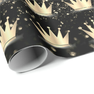 Crowns Glitzer Black Funkelnd Gold Champaigne Lux Geschenkpapier