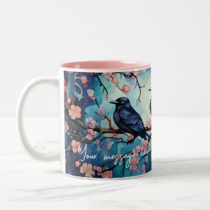 Crows and Cherry Blossom Customizable Tasse