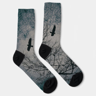Crows and Trees Silhouette Gotische Grunge Landsch Socken
