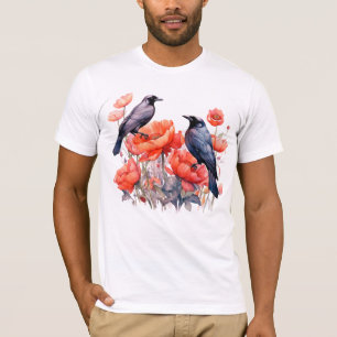 Crows Bird Crow Lover Blume T-Shirt