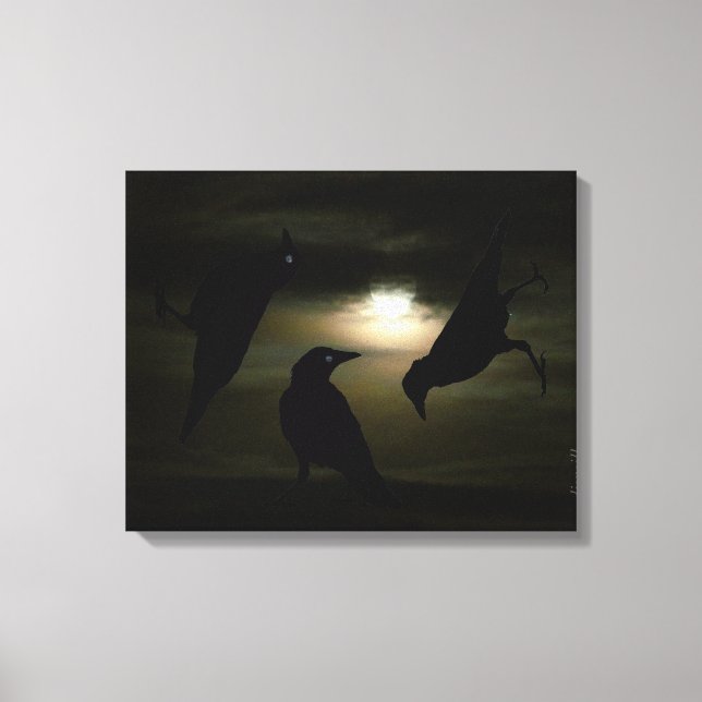 "Crows by Moonlight" von DJONeill Leinwanddruck (Vorderseite)