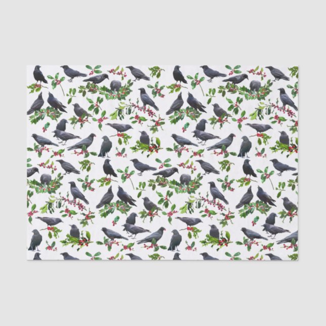 Crows Holly Tissue Paper Seidenpapier (Vorderseite)