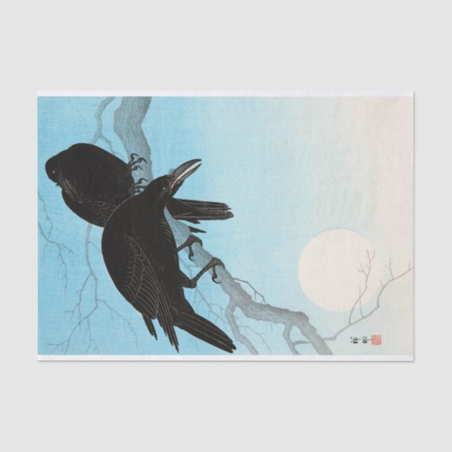 Crows in Moonlight von Ohara Koson Seidenpapier (Vorderseite)