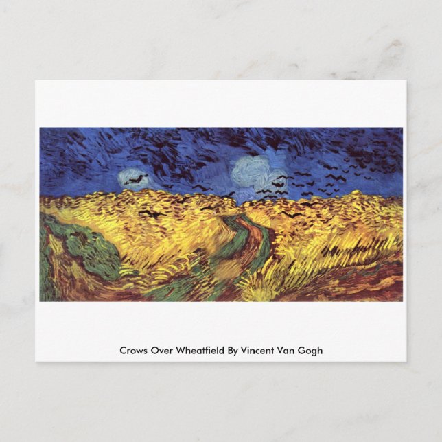 Crows Over Wheatfield von Vincent Van Gogh Postkarte (Vorderseite)