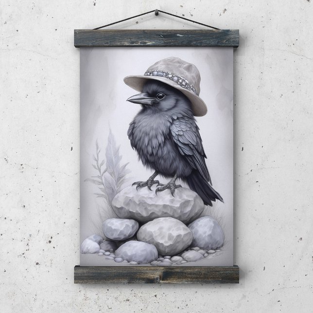 Crows Rock! Poster von Krähe mit Hut auf Steinen (Von Creator hochgeladen)