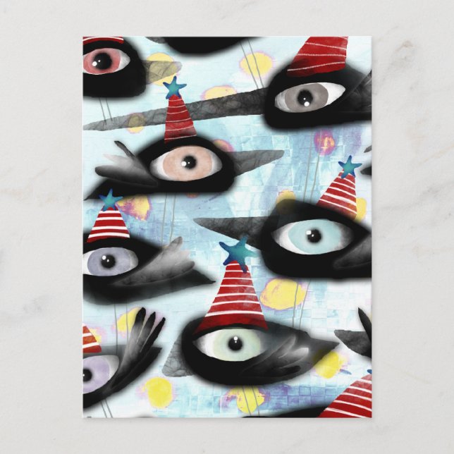 Crows schönes Winter-Party Postkarte (Vorderseite)