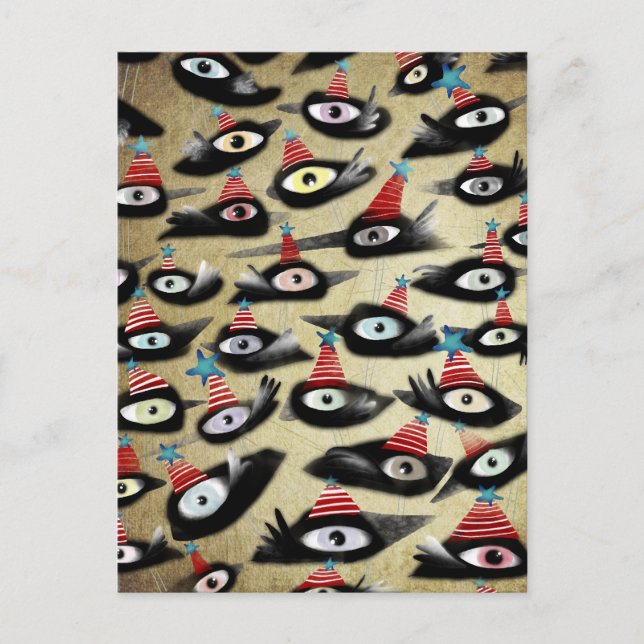 Crows schönes Winter-Party Postkarte (Vorderseite)