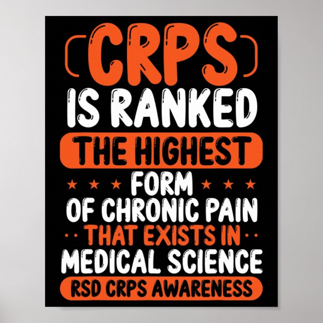 Crps Awareness Chronic Pain Orange Ribbon Rsd Crps Poster (Vorne)