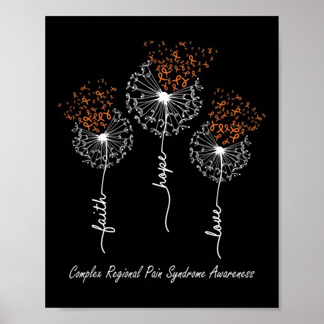 CRPS Awareness Faith Hope Liebe Dandelion Poster (Vorne)