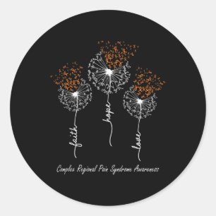 CRPS Awareness Faith Hope Liebe Dandelion Runder Aufkleber