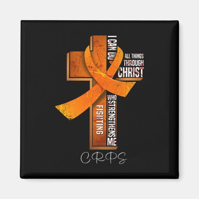Crps Awareness Orange Ribbon Christlich Cross Magnet (Vorne)