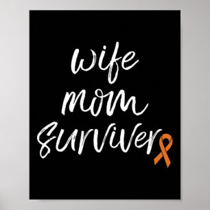 Crps Awareness Orange Ribbon Ehefrau Mama Survivor Poster
