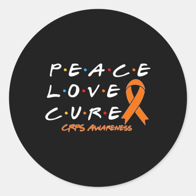 Crps Awareness Peace Liebe Cure Runder Aufkleber (Vorderseite)