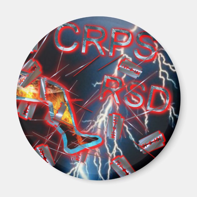 CRPS Blue Lightning Razor Blades & Needles Magnet (Vorne)