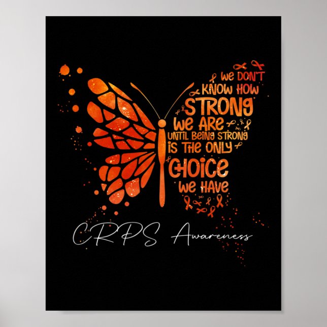 CRPS Butterfly Orange Ribbon CRPS Bewusstsein Poster (Vorne)