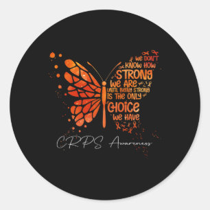 CRPS Butterfly Orange Ribbon CRPS Bewusstsein Runder Aufkleber