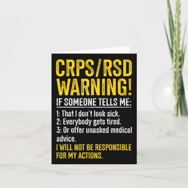 Crps Rsd Warning Crps Awareness Survivor Crps-Warn Karte (Vorderseite)
