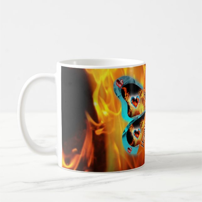 CRPS RSD Warrior Survior Ribbon Butterfly Fire Kaffeetasse (Links)