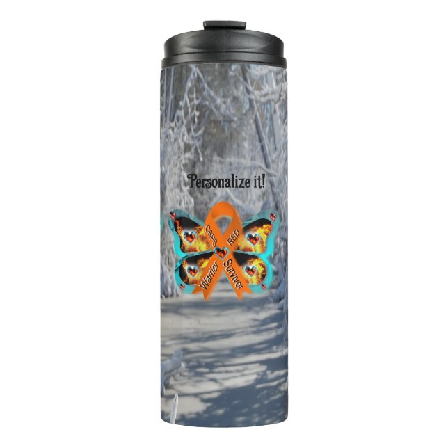 CRPS RSD Warrior Survivor Ribbon Butterfly Feuer Thermosbecher (Vorderseite)