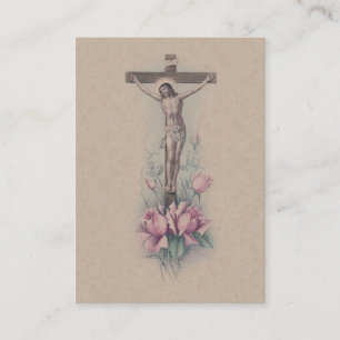 Crucified rosa Rosen Christus " IHRE QUER" heilige Visitenkarte