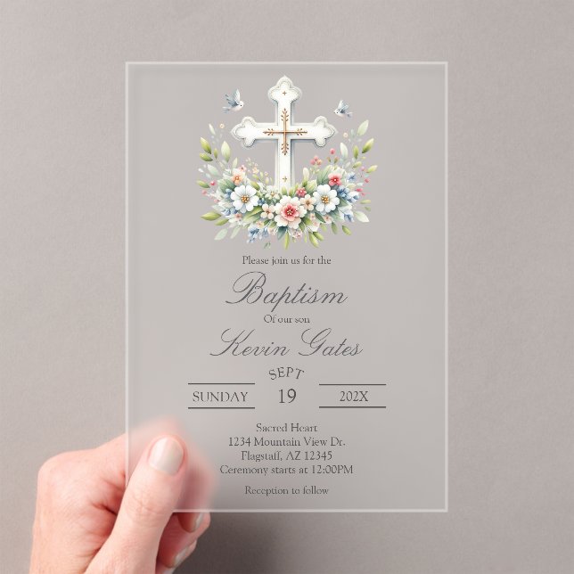 Crucifix  baptismInvitation Acryleinladungen (Insitu (Handheld))