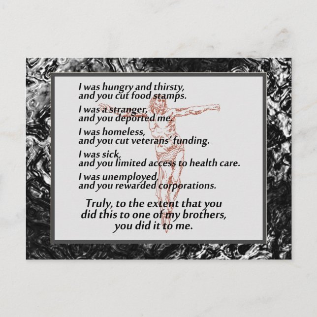 Crucifix der sozialen Gerechtigkeit Postkarte (Vorderseite)